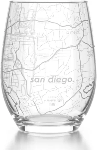 Vista 8 de Well Told Copa de vino sin tallo grabada con mapa de Atlanta, Georgia (15 oz, transparente) - Mapa de ciudad grabado, vaso personalizado, regalos