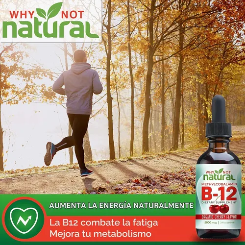 Vista 7 de Why Not Natural Complejo B y gotas líquidas B12 para energía