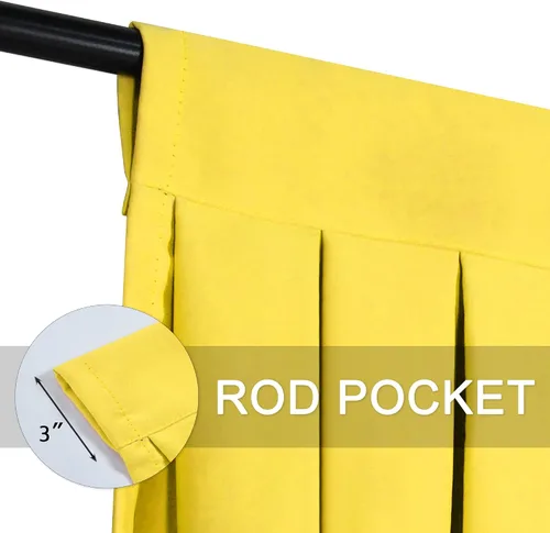 Vista 6 de Cenefas para Sala de Estar Amarillo Brillante Opacas con Bolsillo para Barra Cenefas para Ventanas, Paquete de 1 (Amarillo Brillante 39" An x 20" L)