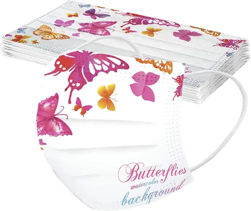 Vista 4 de 50 mascarillas desechables de mariposa para adultos, transpirables, desechables, diseños de mariposas (Estilo-07)