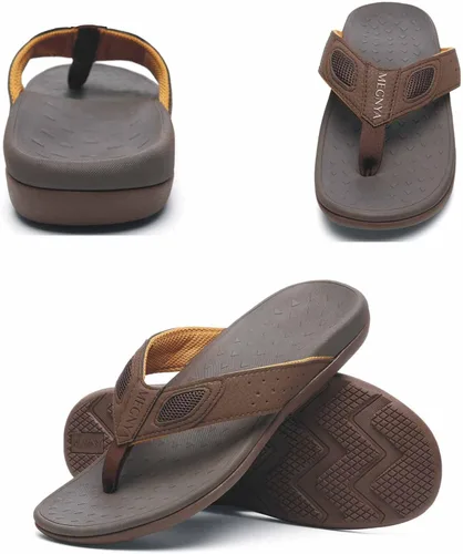 Vista 11 de MEGNYA Sandalias ortopédicas para hombre para fascitis plantar, sandalias atléticas con soporte para el arco, cómodas pantuflas para caminar