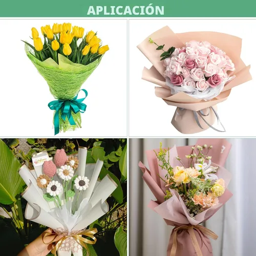 Vista 5 de M METERXITY Papel de flores de algodón coreano de 38 hojas, papel de algodón impermeable de 11.8 pulgadas para bouquets/embalaje de regalo [blanco]
