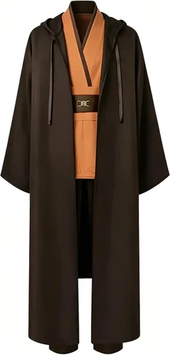 Vista 8 de Disfraz de túnica con capucha para hombre, uniforme completo, disfraz de Halloween, cosplay, capa para adultos Blanco