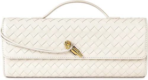 Vista 11 de Joryin Bolso tejido para mujer, bolso de mano de cuero tejido, bolso cruzado, bolso formal de noche, cuero vegano