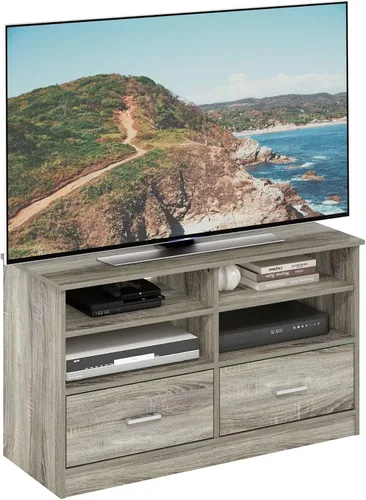 Vista 14 de Furinno Clásico Moderno Soporte de TV para Sala de Estar, Centro de Entretenimiento con Estantes Abiertos, para Televisores de hasta 60 Pulgadas