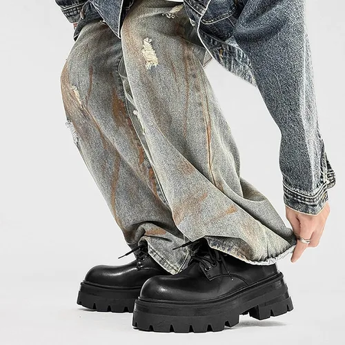 Vista 6 de Zapatos Oxford de plataforma de cuero para hombre, puntera grande, con cordones, antideslizantes, para realzar la altura, suela clásica, retro