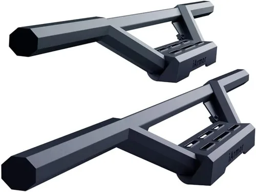 Vista 8 de Barras laterales con pasos de bolsillo de acero inoxidable APS Compatibles con Chevy Silverado GMC Sierra 1500 2019-2026 Regular Cab & Silverado
