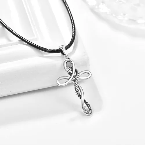 Vista 3 de TANGPOET - Collar de serpiente de plata de ley con colgante de Ankhmal de ojo joyería de protección regalo de Navidad para mujeres y hombres y ella