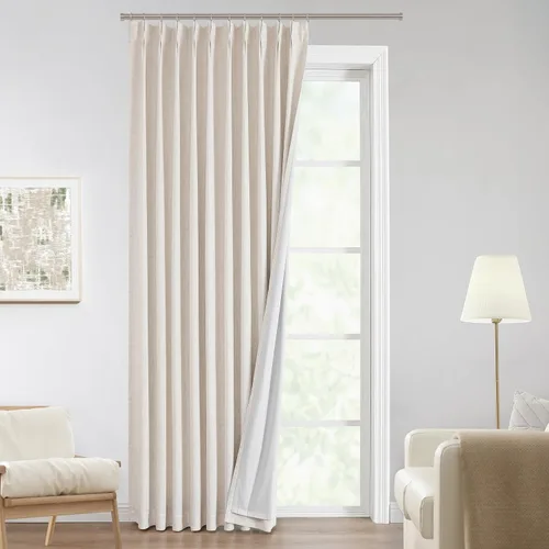Vista 54 de Vision Home Cortinas marrones con pliegues pinzados, opacas completas, cortinas de ventana de lino mezclado para oscurecer la habitación, cortinas