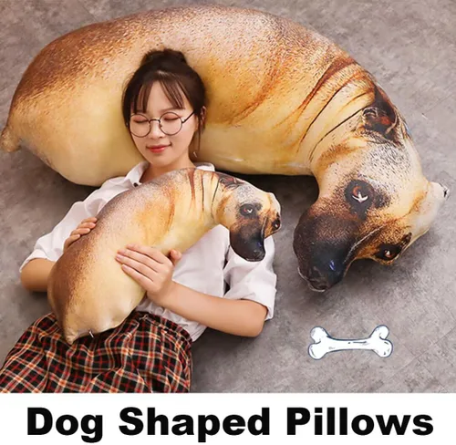 Vista 5 de Almohada de peluche realista de perro, divertido cojín en forma de perro, regalo extraño para niños