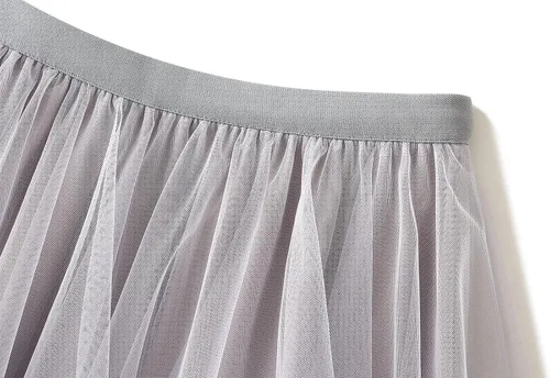 Vista 3 de Faldas asimétricas de tul para mujer, cintura alta, con volantes, escalonadas, para fiesta, graduación, tutú de malla, falda midi