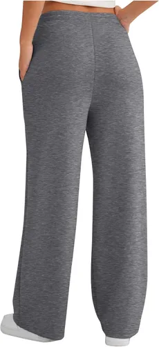 Vista 7 de Gumipy AirEssentials - Pantalones deportivos de pierna ancha para mujer, pantalones de pierna ancha para otoño, holgados, acampanados, cintura alta