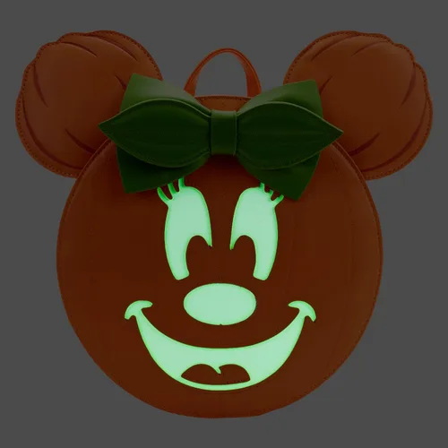 Vista 6 de Loungefly Disney Glow FACE Minnie Pumpkin Mini Mochila