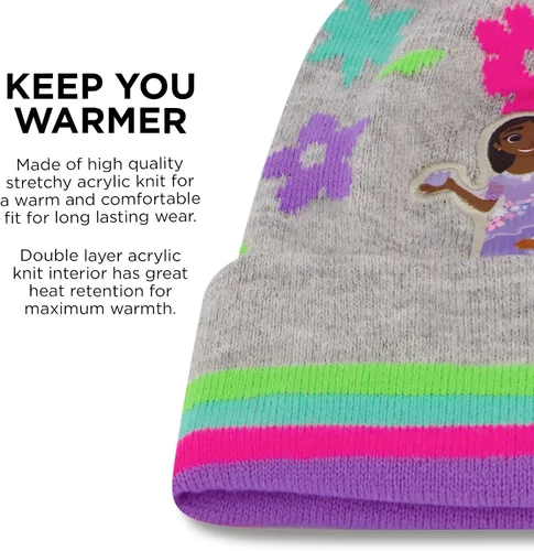 Vista 4 de Disney Conjunto de gorro y guantes de invierno para niñas de 2 a 4 años o sombrero Encanto y guantes para niños de 4 a 7 años