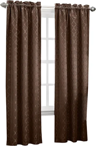 Vista 4 de Sun Zero Viviana Woven Trellis - Cortina con aislamiento térmico, 40 x 84 pulgadas, mineral