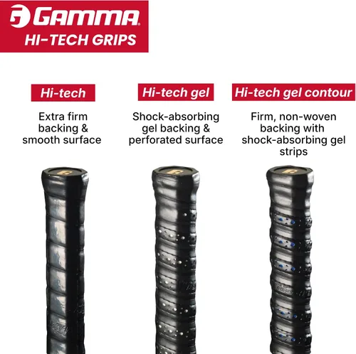 Vista 5 de Gamma Hi-Tech Replacement Tennis Grip, High Traction Feel, Maximum Control, Durable Tennis Racquet Grip, Tacky Surface
