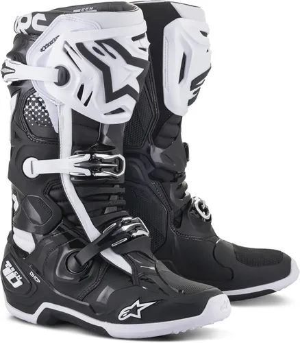 Vista 14 de Alpinestars Botas Tech 10 para hombre, Negro/Rojo Fluo, 7