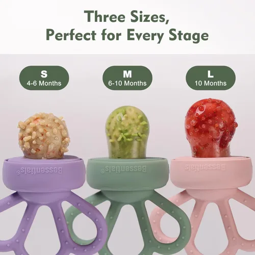 Vista 5 de Carrot Baby - Alimentador de alimentos de frutas frescas y paquete de 2 alimentadores de malla de silicona, autoalimentación segura para bebés