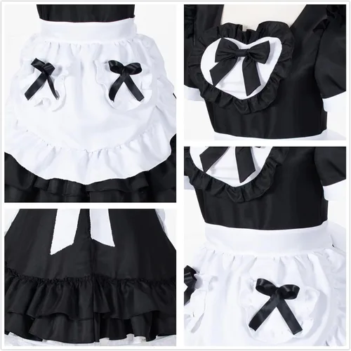 Vista 6 de Elibelle Disfraz de anime japonés clásico Sissy Maid Sweet Kawaii de corazón para cosplay, guantes peludos con orejas de gato