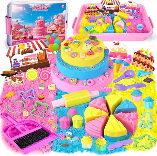 Vista 8 de YongnKids Juguetes de Caja de Arena Sensorial de Sirena para Niños Pequeños Niñas - Juguetes de Sirena para Niños Kit de Arena de Juego Juguete