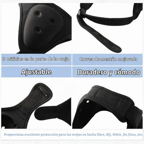 Vista 3 de Casco de lucha para BJJ MMA Jiu Jitsu Protector de Oído Ajustable para Jóvenes Adultos