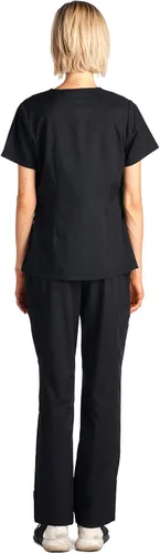 Vista 3 de Dagacci Medical Uniform Conjunto de camiseta y pantalones elásticos y suaves para mujer