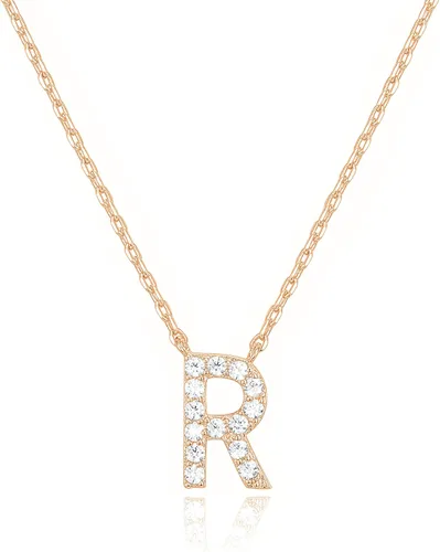 Vista 48 de PAVOI 14K White Gold Plated Cubic Zirconia Initial Necklace Letter Dainty Necklaces for Women