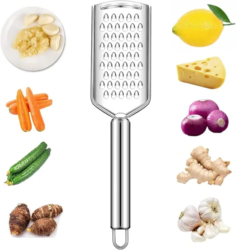 Vista 11 de Rallador de queso de mano, rallador de queso de acero inoxidable, ralladores de limón, pelador de verduras de cocina, rallador de alimentos