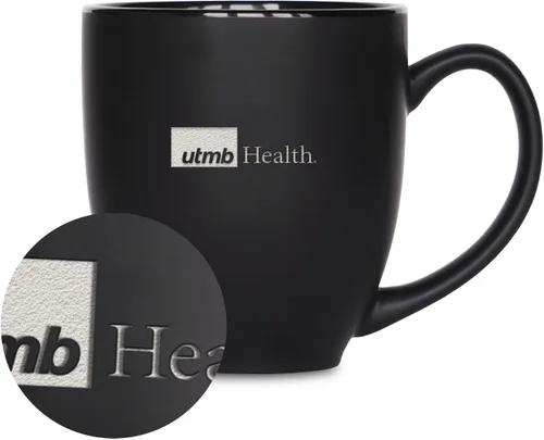 Vista 430 de Rico Industries - Taza de cerámica mate negra con grabado láser estándar de 15oz para NCAA (escuelas T & U) - Para bebidas calientes o frías