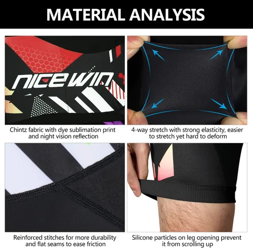 Vista 3 de NICEWIN - Pantalones cortos de ciclismo para hombre, con acolchado 3D y secado rápido