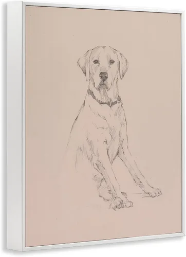 Vista 2 de Stupell Industries Retriever Dog Minimal Drawing Framed Giclée Art, diseño de Ethan Harper Enmarcado en blanco