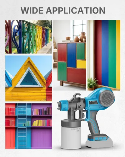 Vista 6 de Tilswall Pulverizador de pintura inalámbrico para batería Dewalt de 20 V, pistola de pintura eléctrica para pintura de casa, muebles, pared