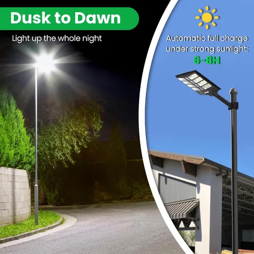 Vista 4 de 8000 W Luces de calle solares al aire libre - Luces solares al aire libre impermeables con sensor de movimiento, luces de estacionamiento