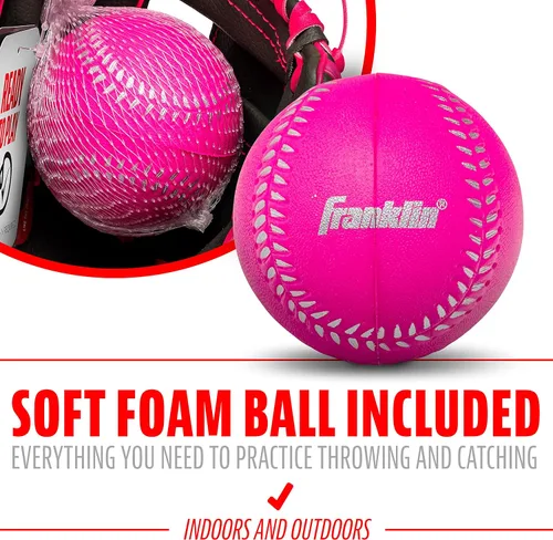 Vista 5 de Franklin Sports Guantes de béisbol para niños, guantes de teeball RTP para jóvenes + juego de pelotas, guantes de teeball para niños y niñas, niños