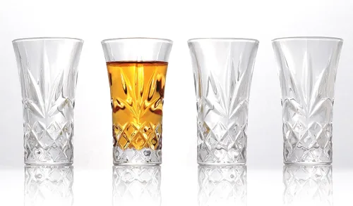 Vista 8 de QUAFFER Vasos de tequila con base pesada, vasos cordiales de 2 onzas (juego de 4) – Forma clásica de vidrio elegante – Auténtico juego de vasos