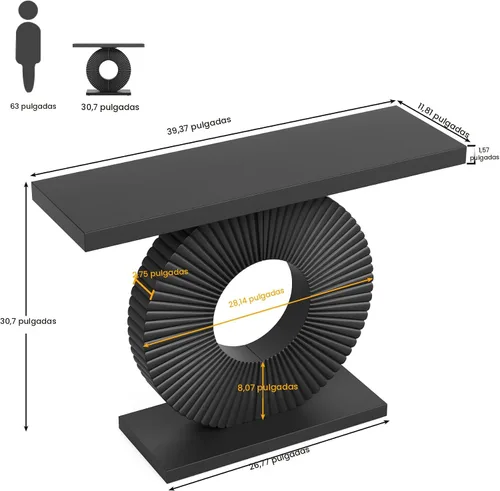 Vista 2 de Tribesigns Mesa consola moderna con base geométrica, mesa de entrada de madera de 40 pulgadas, mesa de sofá estrecha y larga, mesa decorativa