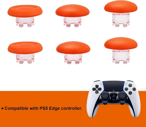 Vista 4 de IKPEK Palancas de repuesto 6 en 1 para controlador de borde PS5, tapas intercambiables naranja transparente para PS5 Edge Controller