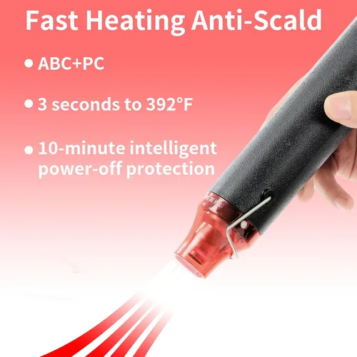 Vista 4 de Pistola de calor para manualidades, pistola de aire caliente de 110 V y 300 W, cable ultra largo de 3.28 pies, pistola de calor portátil con soporte