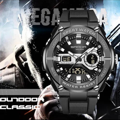 Vista 2 de FORSINING Relojes militares para hombre, reloj deportivo resistente al agua, analógico, digital, reloj deportivo táctico electrónico, relojes