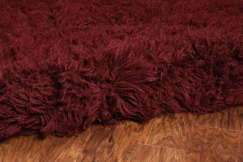 Vista 5 de Linon Flokati - Alfombra de 2 pies por 5 pies, 49.38 oz, borgoña