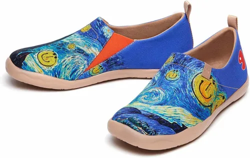 Vista 7 de UIN Zapatillas de lona para hombre, ligeras, planas, para caminar, informales, cómodas, pintadas, para viajes