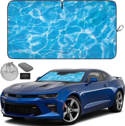 Vista 23 de Parasol de Parabrisas de Una Pieza - Parasol Cromado Líquido Plegable para Ventana Delantera de Auto para Carros SUV Camión - Protector Visor