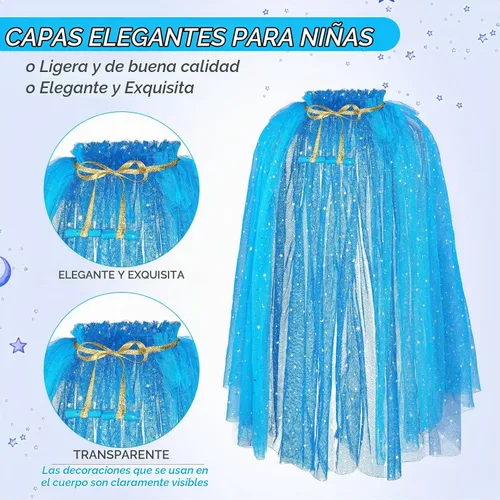 Vista 3 de JaGely 6 capas de princesa para niñas, accesorios de disfraz de princesa, capa de tul para niñas, cosplay, fiesta de cumpleaños
