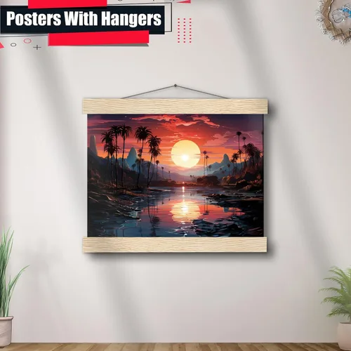 Vista 3 de Neon Sunset Vibes Florida Synthwave Sunset Framed poster Print, Retro Miami Style Wall Art, poster, Art Print