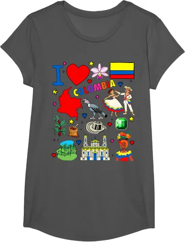 Vista 35 de Camiseta con diseño de bandera y mapa de I Love Colombia dibujada a mano