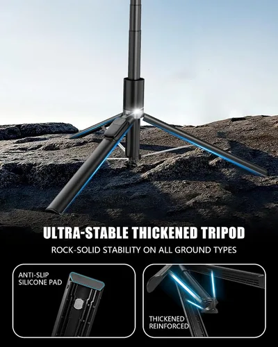 Vista 5 de Trípode automático para teléfono, 67 pulgadas de despliegue automático para selfie stick con control remoto, giratorio de 360°, extensible