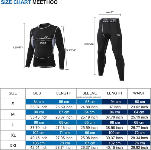 Vista 7 de MeetHoo Conjunto de ropa interior térmica para hombre, capa base de compresión, ropa de invierno con forro polar largo, ropa de correr y esquiar