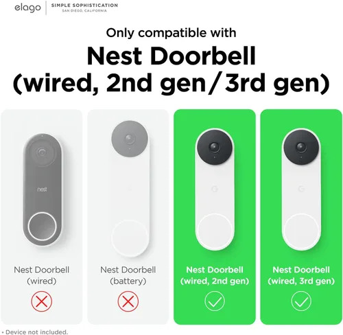 Vista 2 de elago Funda de silicona compatible con Google Nest Hello Video Doorbell (cableado, 2ª y 3ª generación), resistente a la intemperie y a los rayos UV