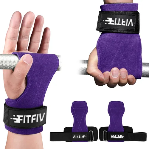 Vista 10 de Correa de muñeca de levantamiento de pesas, correas de cuero dobles para entrenamiento de fuerza en el gimnasio, muñequeras acolchadas de neopreno