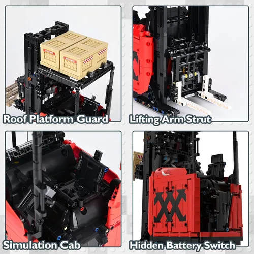 Vista 5 de JMBricklayer Kit de bloques de construcción de montacargas para estantes, tecnología de mecánica de montacargas a control remoto, juego de bloques